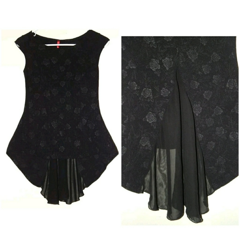 Womens Blouse Sz L Rose
Floral Emboss Print Black